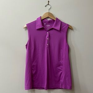 Adidas Golf Women’s CLIMALITE Collared L Sleeveless Pink Purple top sport